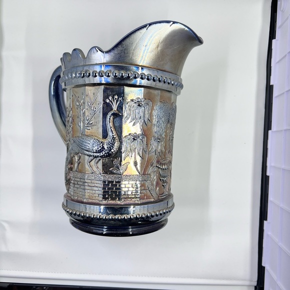 Antique Dugan Peacock at the Fountain carnival glass pitcher - Picture 9 of 13